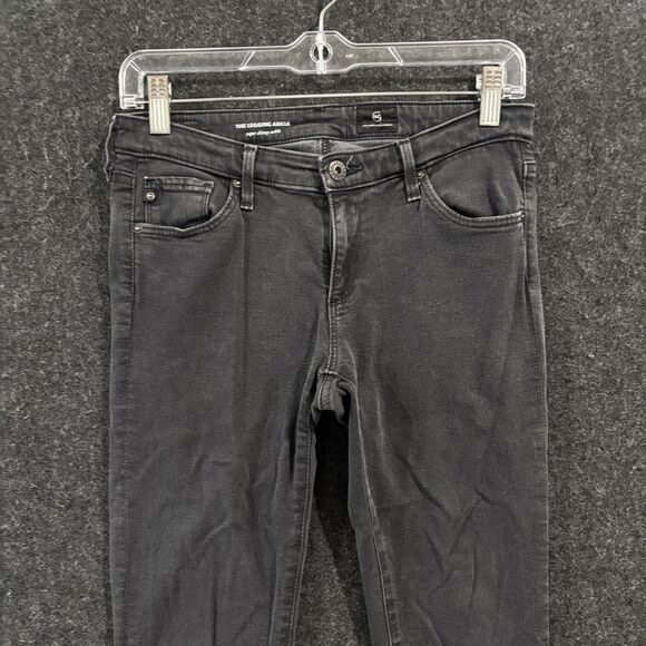 AG Adriano Goldschmied Jeans Womens 27 Black Legging Ankle Super Skinny Raw Hem - Picture 2 of 12